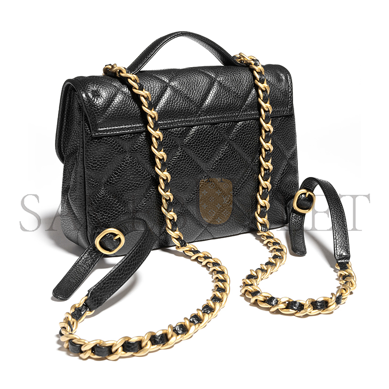 CHANEL GRAINED SHINY CALFSKIN & GOLD-TONE METAL BACKPACK AS5347 (24*18*6cm)